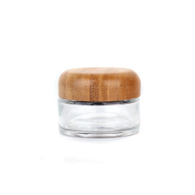 50ml round glass cream jar with dome/ flat bamboo lid